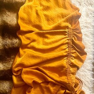 House of Harlow Women’s Copper Satin Ruched Slip Dress w/ Asymmetric Hem! Sz S!